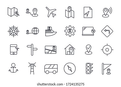 set Navigation icon template for graphic and web design collection. location, GPS pack symbol logo vector illustration