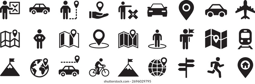 Conjunto de iconos de navegación colección de símbolos lineales para mapa, viaje, ubicación