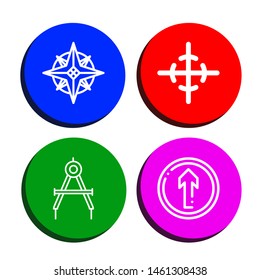 Set of navigation icons such as Navigator, Center of gravity, Compass, Straight , navigation