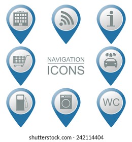 Set of navigation icons.  Volumetric. Public institutions. vector illustration