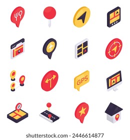 Set of Navigation Isometric Icons

