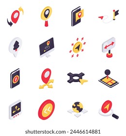Set of Navigation Isometric Icons

