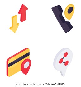 Set of Navigation Isometric Icons

