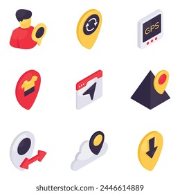 Set of Navigation Isometric Icons

