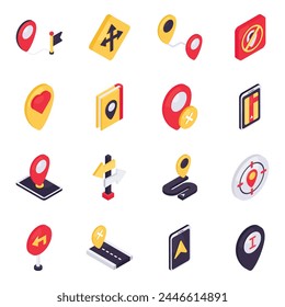 Conjunto de iconos isométricos de navegación

