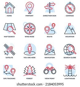 Set of Navigation location icon logo vector illustration. location pack symbol template. home, pinpoint, direction sign, compass and more for graphic and web design collection