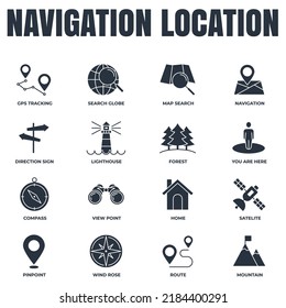 Set of Navigation location icon logo vector illustration. location pack symbol template. home, pinpoint, direction sign, compass and more for graphic and web design collection
