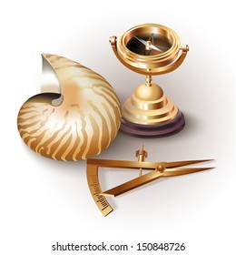 Set of navigation tools, isolated on white background