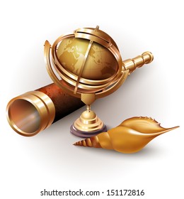 Set of navigation tools, isolated on white background