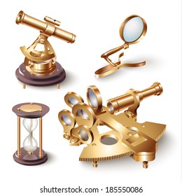 Set of navigation tools, isolated on white background. Vector illustration  