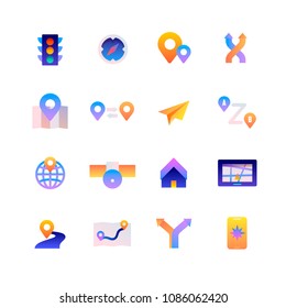Set of Navigation. Vector Gradient Icons. Editable Color. 48x48 Pixel. Include such Themes as Technology, Location, GPS and more. #2