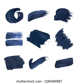 Set von navy-blauen Pinselstrichen, Vektorgrafik