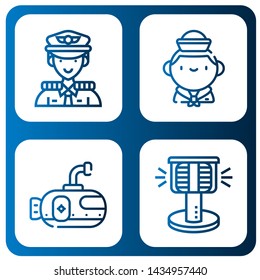 Set of navy icons such as Captain, Sailor, Submarine, Bollard , navy
