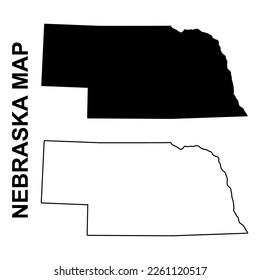Set of Nebraska map, united states of america. Flat concept icon vector illustration .