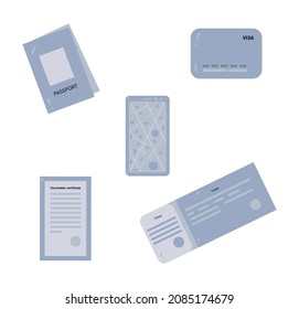 A set of necessary documents for traveling in the new year. life style. Out door