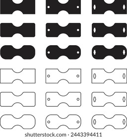 Set von Halsketten-Display-Karten-Symbole in flachen Stilen mit editierbarem Stock. Schmuckkarten. Halskette hängen Tags auf transparentem Hintergrund. Vektorgrafik entwirft Elemente für Webseiten und mobile Apps.