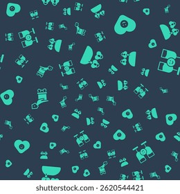 Set Necklace with heart shaped, Good relationship, Give gift and Friends drinking alcohol on seamless pattern. Vector