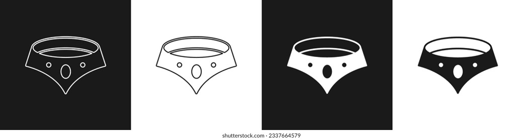 Set Necklace icon isolated on black and white background.  Vector