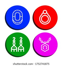 Set of necklace icons. Such as Ring, Earrings, Pendant , necklace icons