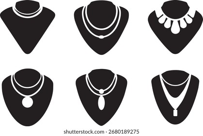 set of neckless design silhouette vector