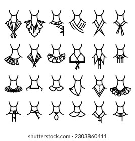 Set of necklines clothe. Female collars.