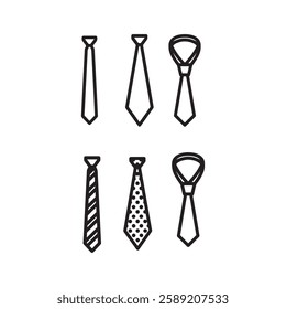 A set of neckties icon vector with liner stock outline