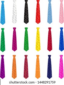 Set of neckties in low poly style vector illustration
