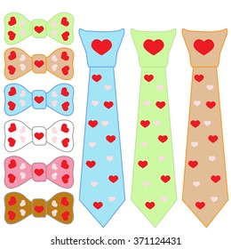 set of neckties and tie Valentine's Day