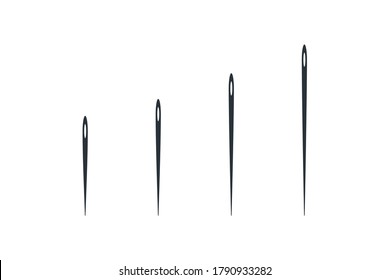 Set of Needle Icons. Simple Needles in Black Shapes isolated on White Background. Usable for Garments and Tailor Resources. Flat Vector Icon Design Template Elements