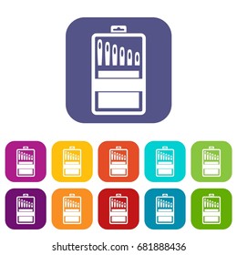 Set of needles icons set vector illustration in flat style in colors red, blue, green, and other