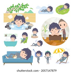 A set of NEET man about relaxing.It's vector art so easy to edit.