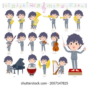 A set of NEET man on classical music performances.It's vector art so easy to edit.