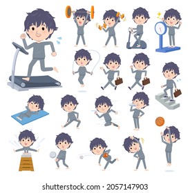 A set of NEET man on exercise and sports.It's vector art so easy to edit.