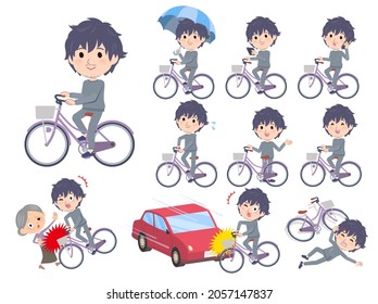 A set of NEET man riding a city cycle.It's vector art so easy to edit.