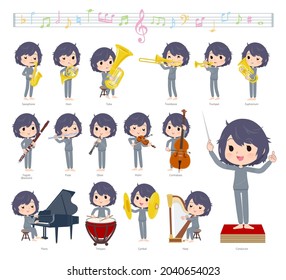 A set of NEET women on classical music performances.It's vector art so easy to edit.