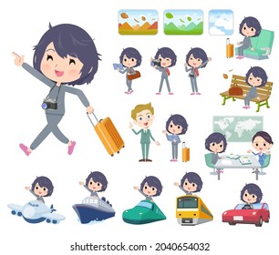 A set of NEET women on travel.It's vector art so easy to edit.