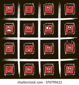 a set of negative square smilies.Vector illustration