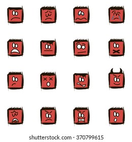 a set of negative square smilies.Vector illustration