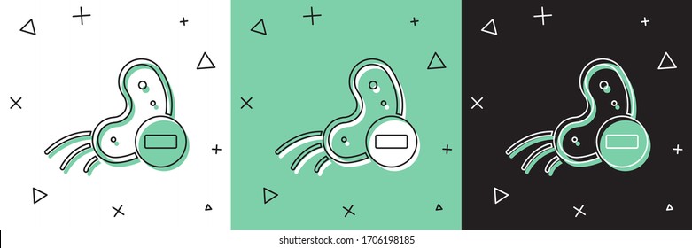 Set Negative virus icon isolated on white and green, black background. Corona virus 2019-nCoV. Bacteria and germs, cell cancer, microbe, fungi.  Vector Illustration