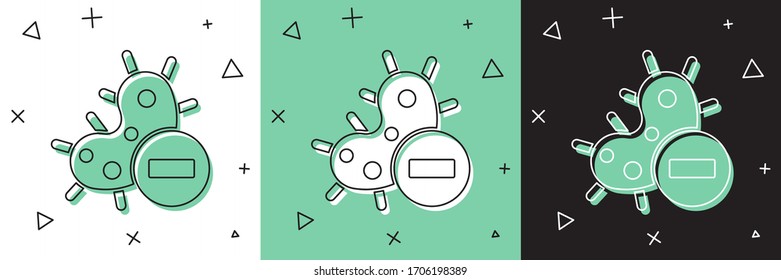 Set Negative virus icon isolated on white and green, black background. Corona virus 2019-nCoV. Bacteria and germs, cell cancer, microbe, fungi.  Vector Illustration