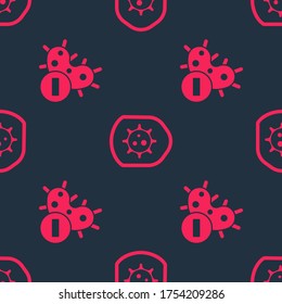 Set Negative virus and Shield protecting from virus on seamless pattern. Vector