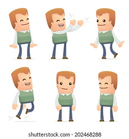 Conjunto de personajes vecinos en diferentes poses interactivas