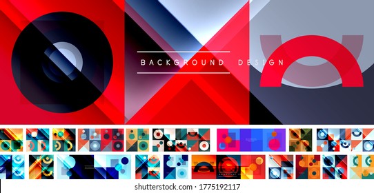 Set of neo memphis geometric patterns. Abstract backgrounds for covers, banners, flyers and posters and other templates