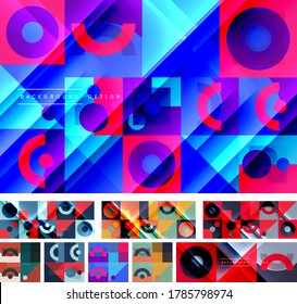 Set of neo memphis geometric patterns. Abstract backgrounds for covers, banners, flyers and posters and other templates