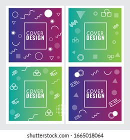 Set of neo memphis style covers. Collection of cool bright covers. Abstract shapes compositions