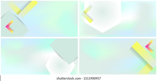 Set neo mint turquoise abstract background trend color 2020 geometric vector banner design. Color creative 3d universe with lines, dots