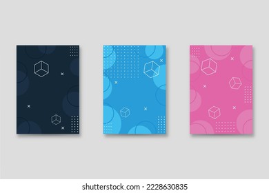 Un conjunto de portadas de estilo neo-Memphis. Colección de cubiertas brillantes frescas. Composiciones abstractas de las formas. Vector.