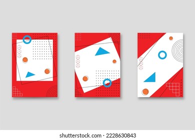 Set of neo-Memphis style covers. Collection of cool bright covers. Abstract shapes compositions. Vector.