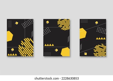 Set von Neo-Memphis-Stildecken. Kollektion cooler, heller Cover. Abstrakte Formen, Kompositionen. Vektorgrafik.