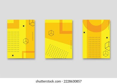 Un conjunto de portadas de estilo neo-Memphis. Colección de cubiertas brillantes frescas. Composiciones abstractas de las formas. Vector.